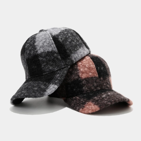 Baseball Cap Classic Plaid Sherpa Fleece Thickened Warm Windproof Outdoor Casual Patchwork Hat For Men And Women