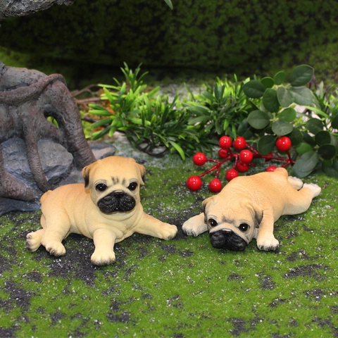 Realistic Pug Dog Model Simulation Resin Ornament Figurine For Home Office Desk Car Dashboard Decor Pet Statue Gift
