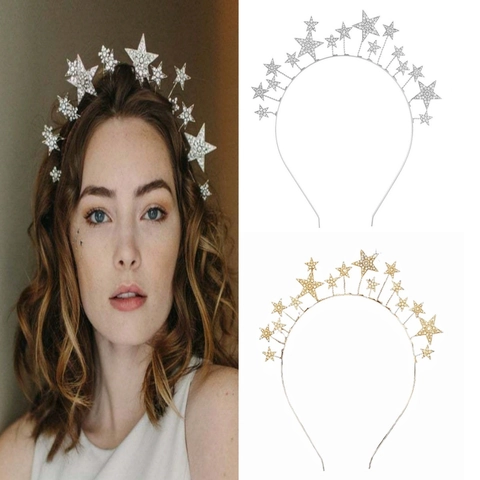 Cerchietto Stella Lega Strass Imitazione Perla Artificial Esagerato Festa Festival Corona Accessori Per Capelli Donna