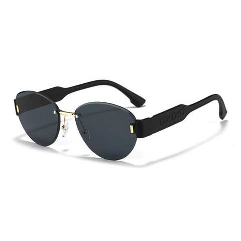 Randlose Ovale Sonnenbrille Damen Vintage Retro Mode Metallsteg Verlauf AC Gläser UV Schutz Brille