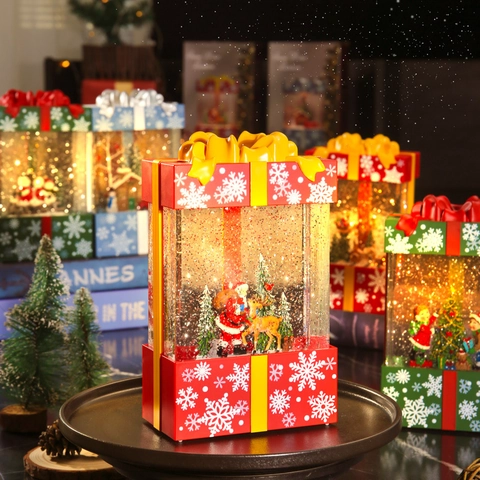 Carillon Di Natale Lanterna Palla Di Neve Plastica Resina Luce LED Musica Neve Automatica Decorazione Festiva Regalo