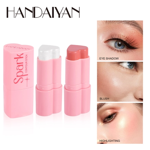 Herzförmiger Gesichts-Creme-Stick Rouge Highlighter Kontur Mehrzweck Langanhaltend Wasserdicht Schimmernd Matt Make-up