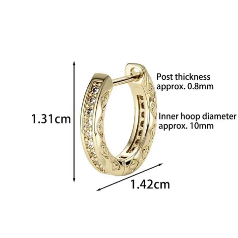 Geometrische Gravierte Zirkon Eingelegte Ohrknorpel Creolen Messing Retro Stil Huggies Piercing Schmuck