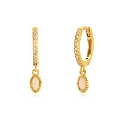 Orecchini Pendenti con Opale Artificiale in Argento Sterling 925 per Donna Orecchini a Cerchio Huggie con Strass Gioielli