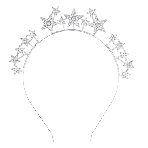 Cerchietto E Orecchini Stella Luna Lega Strass Boho Matrimonio Festa Accessori Gioielli Da Sposa Per Donne Cristallo Lucente
