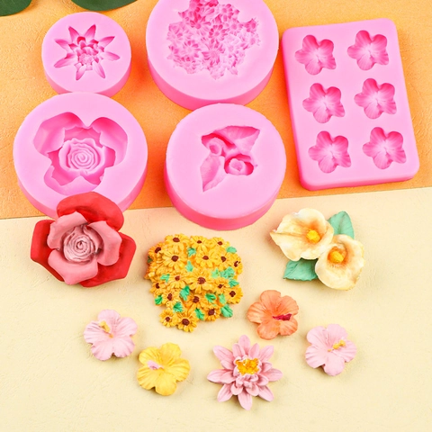 Moldes De Silicona De Flores Para Decoración De Pasteles 3D Camelia Rosa Fondant Herramientas Resistentes Calor Postres