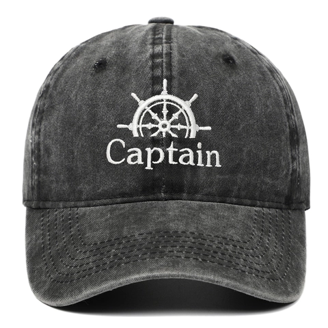 Retro Washed Distressed Cotton Baseball Cap For Men Women Captain Embroidery Ship Wheel Hip Hop Dad Hat Adjustable Sunshade Cap