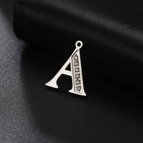 Stainless Steel Alphabet Initial Pendant With Rhinestone Cubic Zirconia For DIY Necklace Jewelry Making Simple Elegant