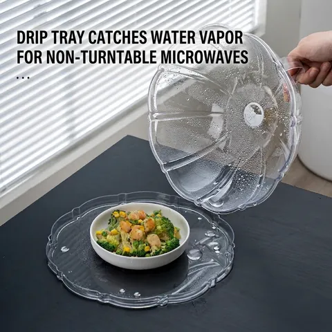 Couvercle Anti Projections Micro Ondes Résistant À La Chaleur Plastique Transparent Avec Poignée Et Évent Réglable