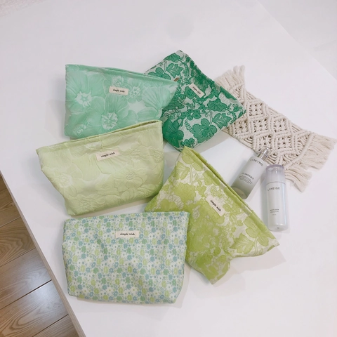 Florale Jacquard Leinwand Kosmetiktasche Reißverschluss Clutch Make-up Organizer Tasche Reise Kulturbeutel Für Damen