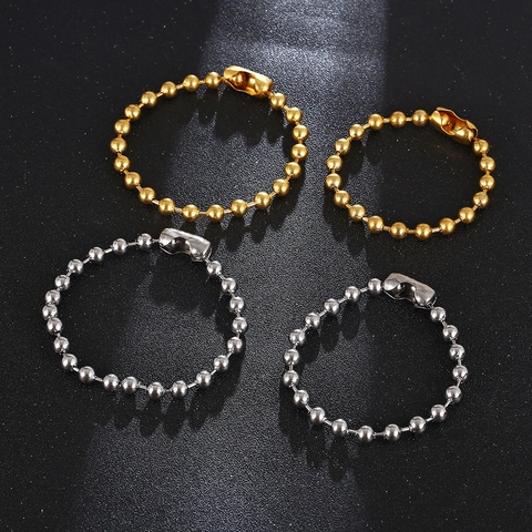 Hip Hop Titanstahl Rundperlenkette Armband Für Herren Damen Mode Metallisch Vielseitiger Kugelschmuck