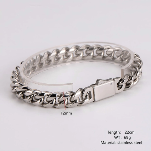 Bracelet Maille Gourmette Pour Hommes En Acier Inoxydable 304 Poli Style Hip Hop Bijoux Minimalistes Avec Fermoir Boîte