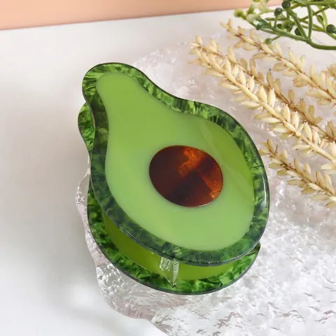Acetate Hair Claw Clip Fun Food Avocado Pizza Shaped Large Non-Slip Hair Shark Clip For Women Girls Accessory