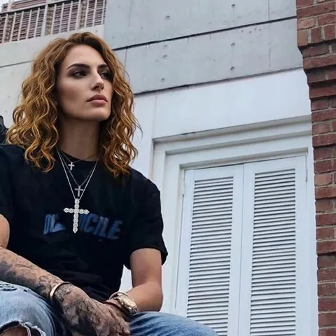 Cross Pendant Necklace Platinum Plated Copper Cubic Zirconia Iced Out Hip Hop Retro Jewelry For Men Women