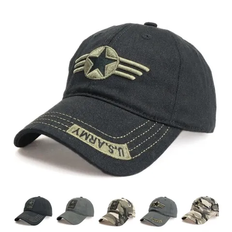 Cappello Da Baseball Militare Cotone Ricamo Stella Cappello Con Visiera Camouflage Protezione Solare Retrò Unisex