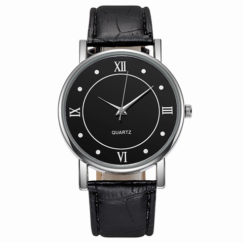 Klassiek Heren Quartz Horloge Business Casual Legering Kast Krokodil Textuur Kunstleer Band Grote Wijzerplaat Romeinse Cijfers