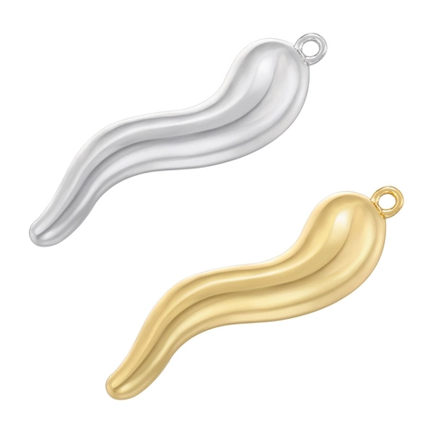 Pendentif Piment Forme S en Cuivre Plaqué Or 18K Créatif Avec Zirconia Pour Femmes Accessoire DIY Bijoux