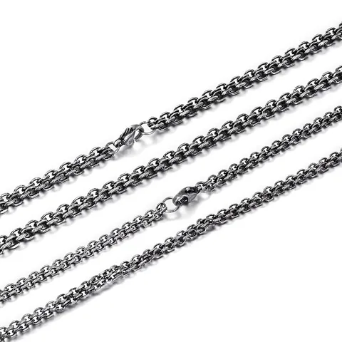 Herren Edelstahl Halskette Retro Oxidiert Schwarz Doppelgliederkette O-Kette Punk Industrie Hip Hop Vintage Schmuck