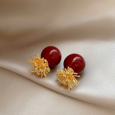 Pendientes De Botón De Flor Vintage Para Mujer Con Aleación De Diamantes De Imitación Perla Artificial Y Poste De Plata