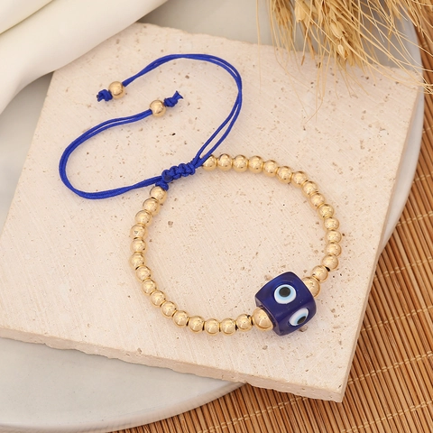 Bracciale Intrecciato Malocchio Perline In Resina CCB Color Oro Cordino Regolabile Gioielli Boho Fatti A Mano Per Donna