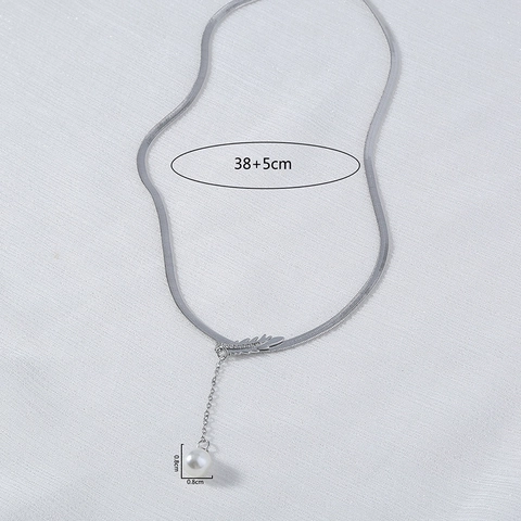 Collana A Catena Di Serpente Con Ciondolo Foglia Di Rame Zircone E Perla Artificial Gioielli Eleganti A Forma Di Y Per Donna