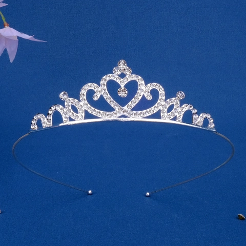 Tiara a Corona da Principessa in Strass Argento per Ragazze Donna Compleanno Matrimonio Festa Accessori per Capelli in Lega