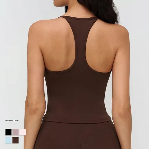 Damen Yoga Tank Top Nylon Spandex Hohe Elastizität Herausnehmbare Polster Racerback Slim Fit Sport Fitness Gym Laufen