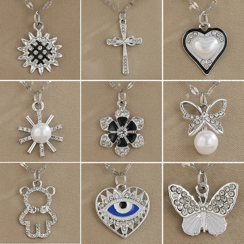 Collier Pendentif Pour Femmes Alliage De Zinc Strass Künstliche Perle De Culture Coeur Papillon Bijoux Cadeau Élégant