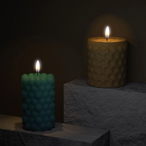 Cylinder Silicone Candle Mold Bubble Polka Dot Honeycomb Texture For DIY Handmade Scented Candles Soap Resin Crafting