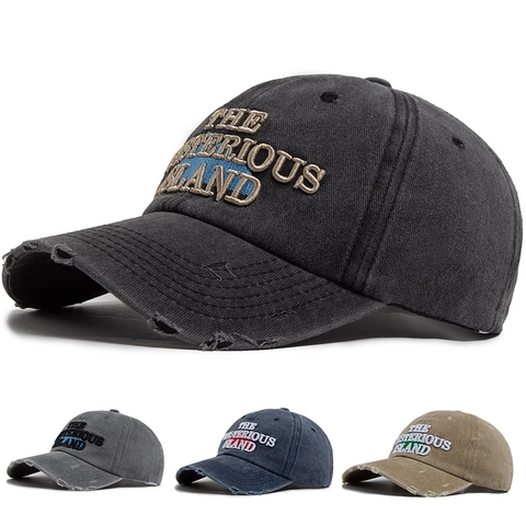 Casquette De Baseball En Coton Lavé Vintage Distressed Broderie Lettres Pare-Soleil Chapeau Réglable Hommes Femmes
