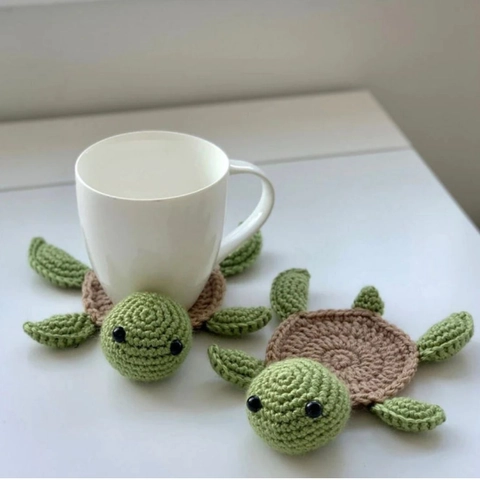 Dessous De Verre En Fil Crocheté À La Main Formes Animales Mignonnes Tortue Mouton Isolé Thermique Tapis De Table