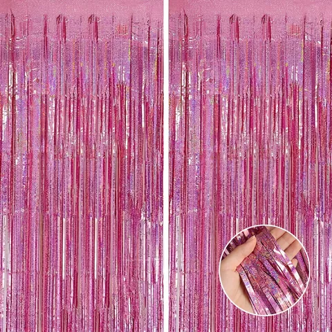 Laser Macaron Κουρτίνα Φλερτ Φόντο Tinsel PET Πλαστικό Αυτοκόλλητο Για Διακόσμηση Πάρτι Γενεθλίων Και Γάμου