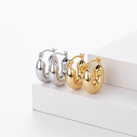 925 Sterlingsilber Chunky Hoop Ohrringe Für Damen Minimalistisch Rund Kreis Geometrisch Ohrenschließe Mode Täglicher Schmuck