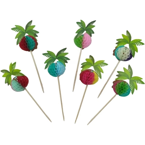 Adornos De Panal De Flamenco Y Piña Desechables Palillos De Frutas De Papel Madera Para Decoración De Fiesta De Verano