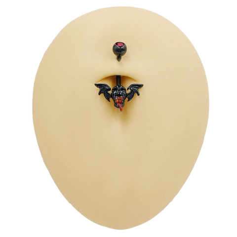 Gothic Bat Skull Body Piercing Jewelry Halloween Women Red Heart Rhinestone Nipple Belly Ring Industrial Barbell Nose Stud