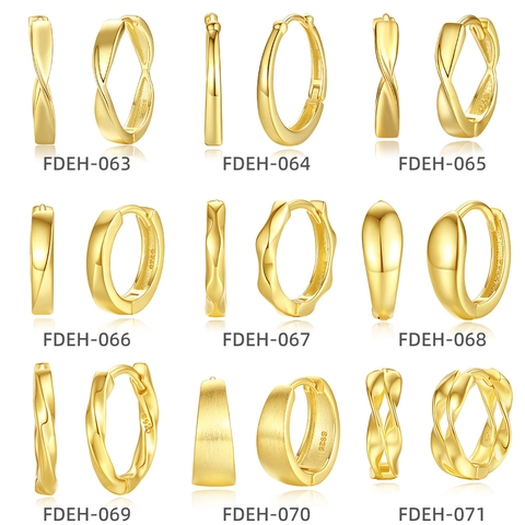 925 Sterling Silber Hoop Stecker Ohrringe Geometrisch Vergoldet Zirkonia Minimalistischer Modeschmuck Damen