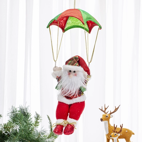 Decorazione Sospesa Babbo Natale Pupazzo Di Neve Paracadute Natale Ornamento Peluche Paillettes Soffitto Finestra Festa
