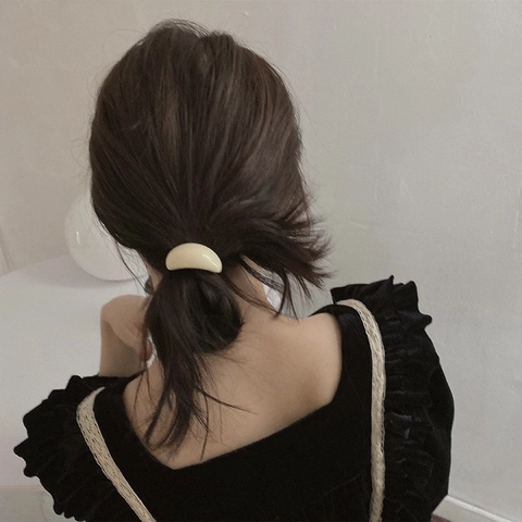 Koreanischer Stil Minimalistische Harz Halbmond Haargummis Hochelastische Pferdeschwanz Halter Vintage Haar Seile Für Frauen