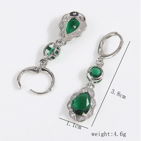 Orecchini A Goccia D'acqua Verde Smeraldo Vintage Per Donna Moda Rame Con Zirconia Bianca Gioielli Eleganti