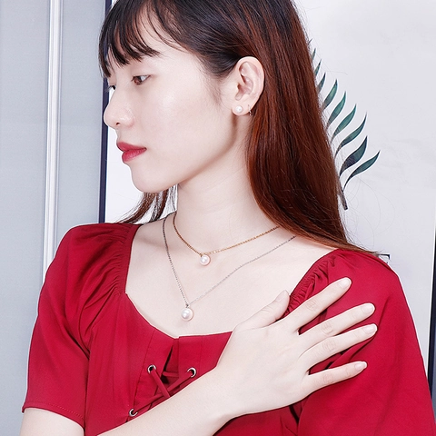 Eleganti Gioielli Di Künstliche Perle Collana E Orecchini Acciaio Inossidabile 316L Doppia Catena Minimalista Per Donne