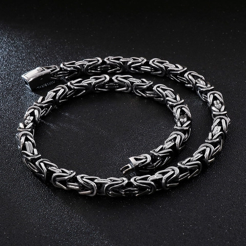 Collana E Bracciale Catena Bizantina Gioielli Acciaio Inossidabile Hip Hop Pesante Per Uomo Tonalità Argento