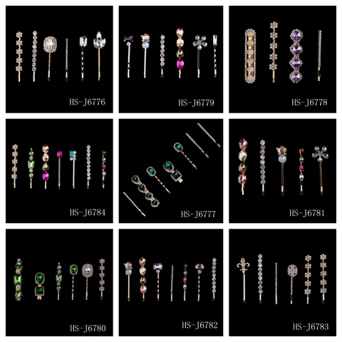 Rhinestone Faux Artificial Pearl Legierung Haarklammern Funkelnde Stern Mond Brief Schneeflocke Mode Haarnadeln Dekorative Kopfbedeckung