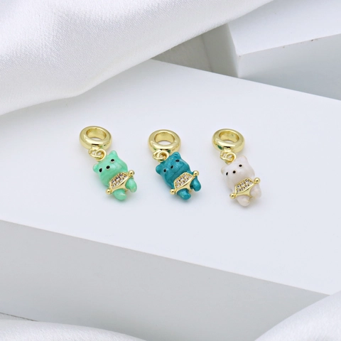 Bracciale Con Ciondolo A Forma Di Orso Carino Rame Placcato Oro Smalto Strass Gioielli Di Moda Per Donne Stile INS