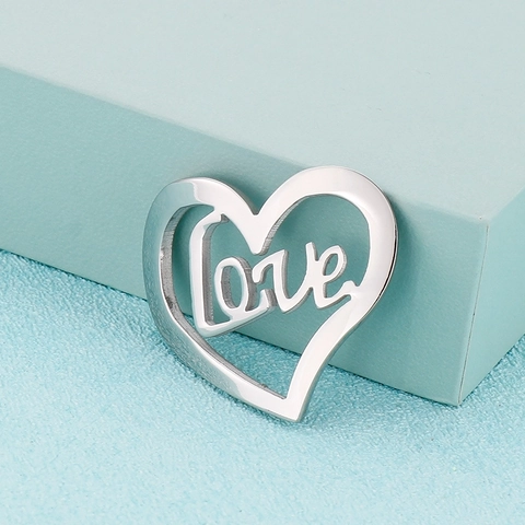 Colgante Corazón Acero Inoxidable Hueco Love Letra Diseño Accesorios Creación Joyas DIY Moderno Para Collar