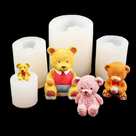Cartoon Bear Pig Silicone Mold For DIY Candle Plaster Resin Casting Baking Cake Decoration Flexible Animal Shape Tool