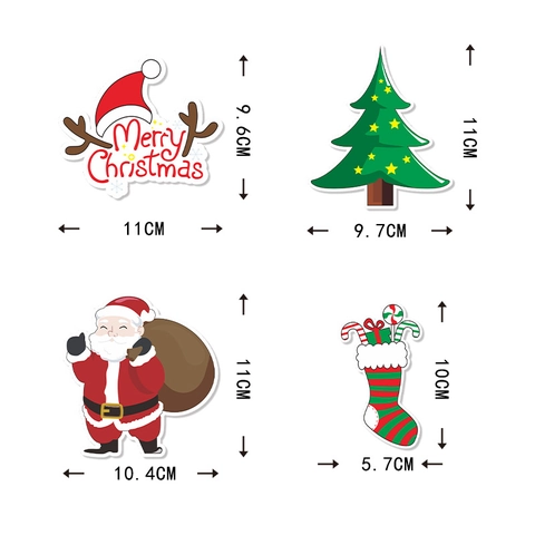 Christmas Cupcake Toppers Santa Snowman Reindeer Tree Paper Wood Cake Decoration Festive Holiday Party Supplies