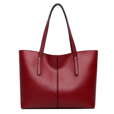 Women Vintage PU Leather Large Capacity Tote Bag High Quality Minimalist Shoulder Bag Solid Color Commute Handbag Handbag