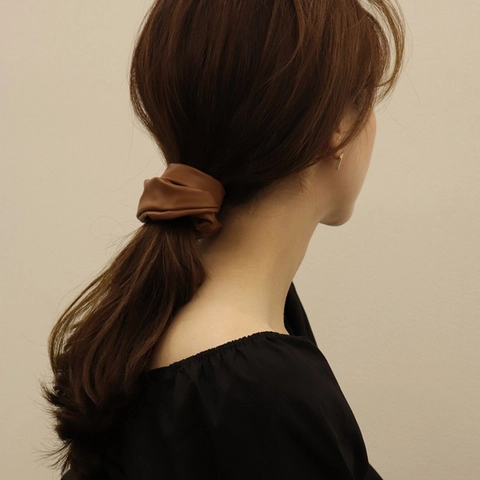 PU Leather Scrunchie Hair Tie Waterproof High Elasticity Oversized Large French Style No Crease Solid Color Hairband