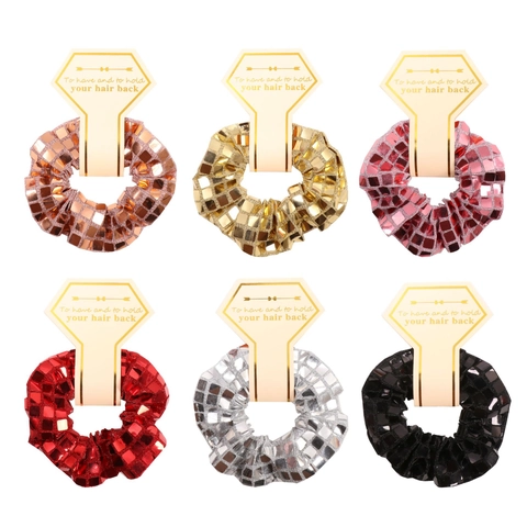 Coleteros De Lentejuelas De Bola De Discoteca Lazos Para El Cabello Metálicos Brillantes Con Lentejuelas Cuadradas Para Fiesta Baile Mujeres
