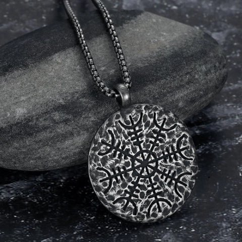 Collana Pendente Bussola Runa Vegvisir Vichinga Acciaio Inossidabile Retro Invecchiato Gioielli Nordici Da Uomo